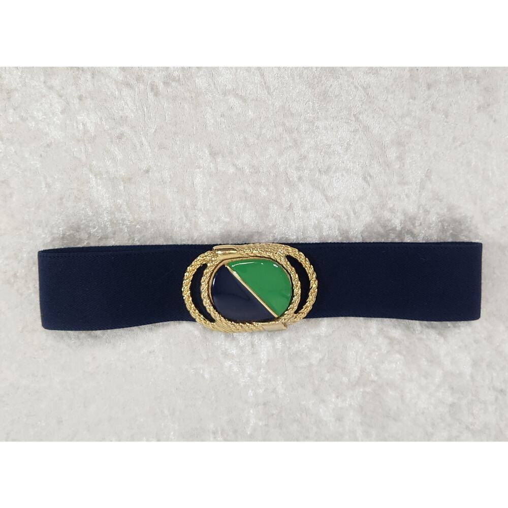 Vintage NAN LEWIS Womens Gold-Tone Blue & Green Belt Buckles